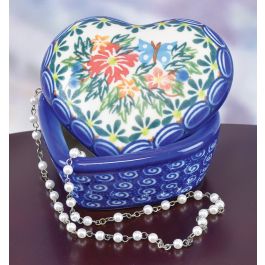 POLISH POTTERY HEART-SHAPED BOX