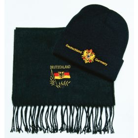 EMBROIDERED BLACK GERMANY KNITTED SCARF