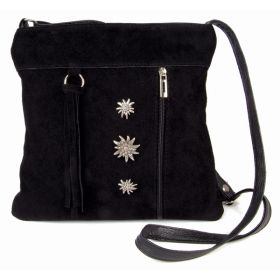 SUEDE LEATHER EDELWEISS HANDBAG - BLACK