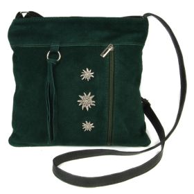 SUEDE LEATHER EDELWEISS HANDBAG - DARK GREEN