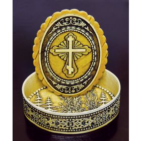 BIRCH BOX WITH INSCRIBED RUSSIAN CROSS