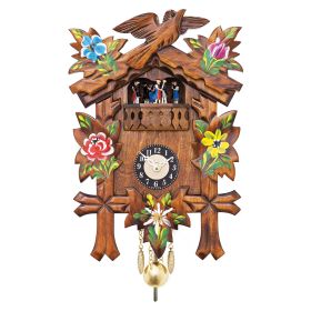 ALPINE FLOWER BLACK FOREST CLOCK WITH DANCERS