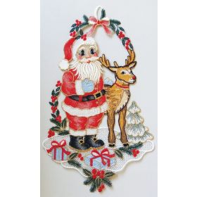 SANTA WITH REINDEER LACE ART