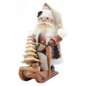WOODEN SANTA SMOKER ON SLEIGH