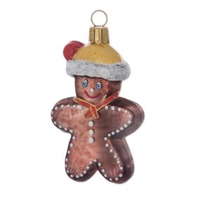 MOUTH BLOWN GLASS GINGERBREAD MAN ORNAMENT