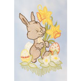 BUNNY WITH DAFFODILS LACE ART