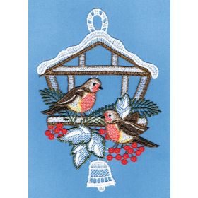 SNOW-TOPPED BIRDHOUSE LACE ART FROM GERMANY