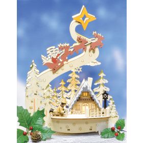 SANTA & SLEIGH DASHING ACROSS THE HEAVENS LIGHTED TABLEAU