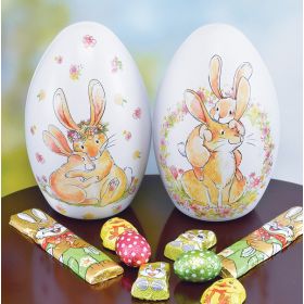 CHOCOLATE FILLED "HUGGY BUNNIES" EASTER EGG TIN