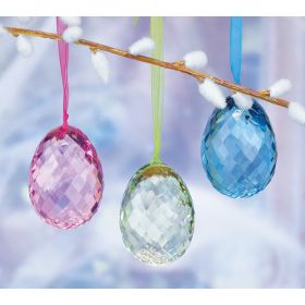 SET/3 SPARKLING EASTER EGG ORNAMENTS