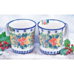 SET/2 CHRISTMAS MUGS POLISH POTTERY