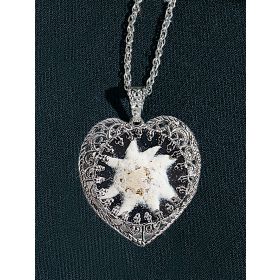 REAL EDELWEISS HEART-SHAPED PENDANT