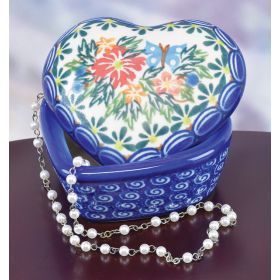 POLISH POTTERY HEART-SHAPED BOX