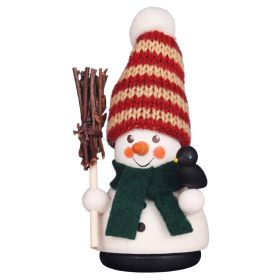 MINI SNOWMAN WITH KNITTED HAT & BROOM