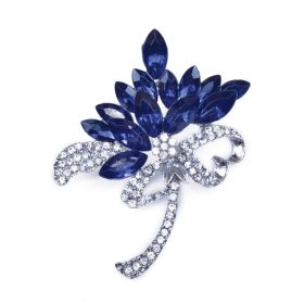 BLUE CRYSTAL FLOWER BROOCH