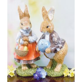 SET/2 MAMA & PAPA RABBIT FIGURINES