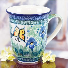 POLISH POTTERY BUTTERFLY JUMBO MUG