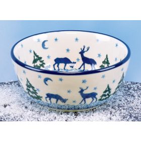 POLISH POTTERY "WINTER EVENING" DESSERT BOWL