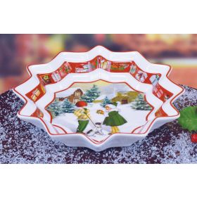 FESTIVE PORCELAIN CANDY / COOKIE DISH