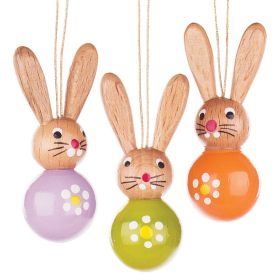 SET/3 HANDCRAFTED BUNNY ORNAMENTS FROM GERMANY