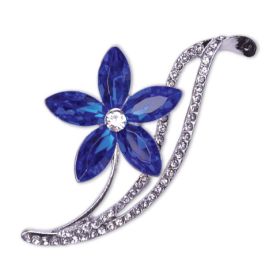 SAPPHIRE BLUE FLOWER BROOCH