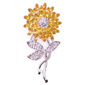 CRYSTAL SUNFLOWER BROOCH
