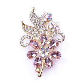 PINK CRYSTAL FLOWER BROOCH