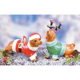 CHRISTMAS DACHSHUNDS SALT & PEPPER SET