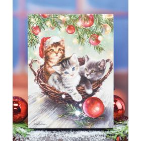 CHRISTMAS KITTENS LIGHTED PICTURE