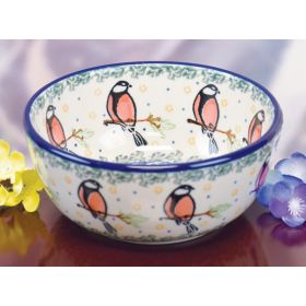 POLISH POTTERY CHICKADEE DESSERT BOWL