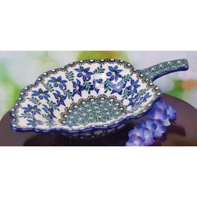 POLISH POTTERY LEAF SHAPED BOWL
