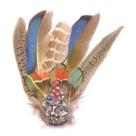 BAVARIAN LION SHIELD FEATHER HAT PIN