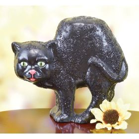 ARCHED BACK SCAREDY BLACK CAT FIGURINE