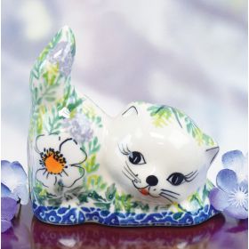POLISH POTTERY KITTEN FIGURINE