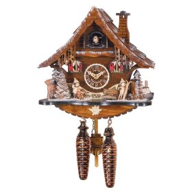 MUSICAL ALPINE WINTER CHALET CUCKOO CLOCK