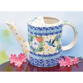 POLISH POTTERY HUMMINGBIRD WATERING CAN