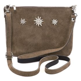MEDIUM BROWN SUEDE LEATHER EDELWEISS HANDBAG