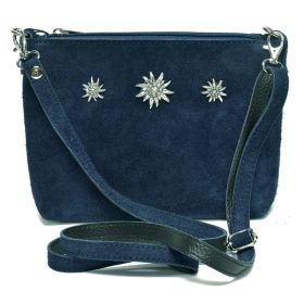 NAVY BLUE SUEDE LEATHER EDELWEISS HANDBAG