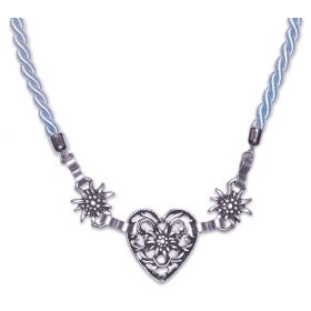 PEWTER HEART WITH EDELWEISS PENDANT