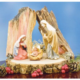 CARVED WOOD NATIVITY SCENE
