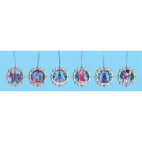 SET/6 LASER-CUT WOODEN CHRISTMAS ORNAMENTS