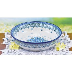 POLISH POTTERY BAKING DISH WITH HANDLES