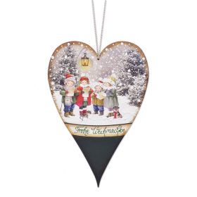 FROHE WEIHNACHTEN CAROLERS HEART WALL PLAQUE