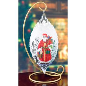 HANDBLOWN EMBROIDERED SANTA ORNAMENT