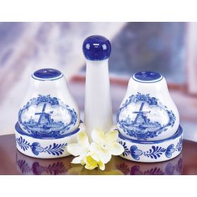 DELFT BLUE SALT & PEPPER SET WITH TRAY