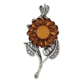 AMBER SUNFLOWER PENDANT WITH CHAIN