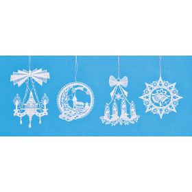 SET/4 HOLIDAY LACE ORNAMENTS