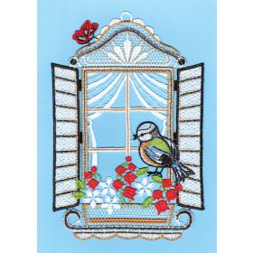 BIRDIE AT THE WINDOW LACE ART