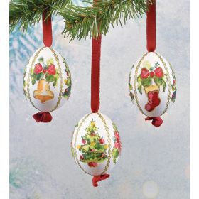 SET/3 CHRISTMAS EGG ORNAMENTS