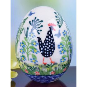 POLISH POTTERY EGG WITH CHICKENS